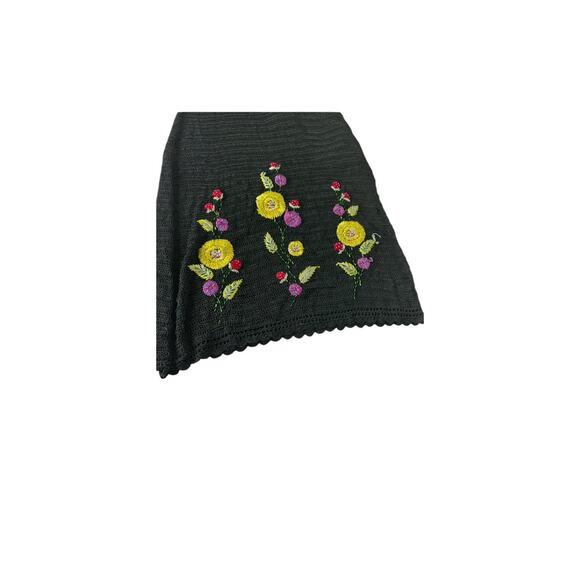 Papell Y2K Crochet Black Embroidered Beaded Floral Whimsigoth Fairy Slip Dress M - Picture 14 of 15